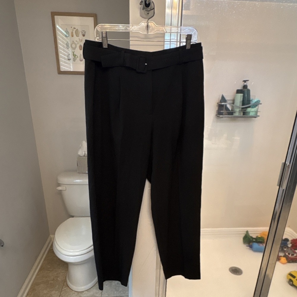 J.Crew Women Black Belted High Rise Pleated Dress Pants CB418 Size 12 NWT